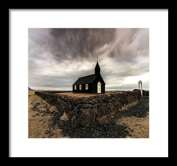 Iceland Framed Print featuring the photograph Little Black Church by Larry Marshall