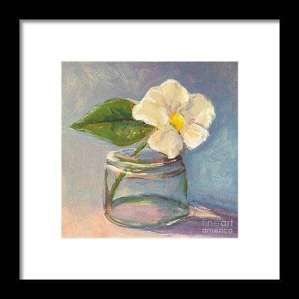 White Flower Framed Print featuring the painting Little flower by Leslie Dobbins