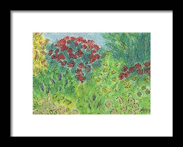 Watercolor Framed Print featuring the painting Little Garden by Marcy Brennan