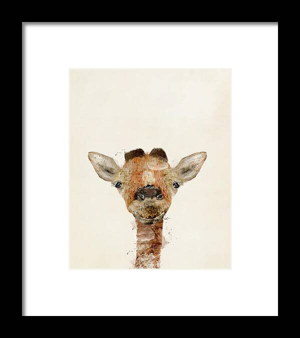Baby Giraffe Framed Print featuring the painting Little Giraffe by Bri Buckley