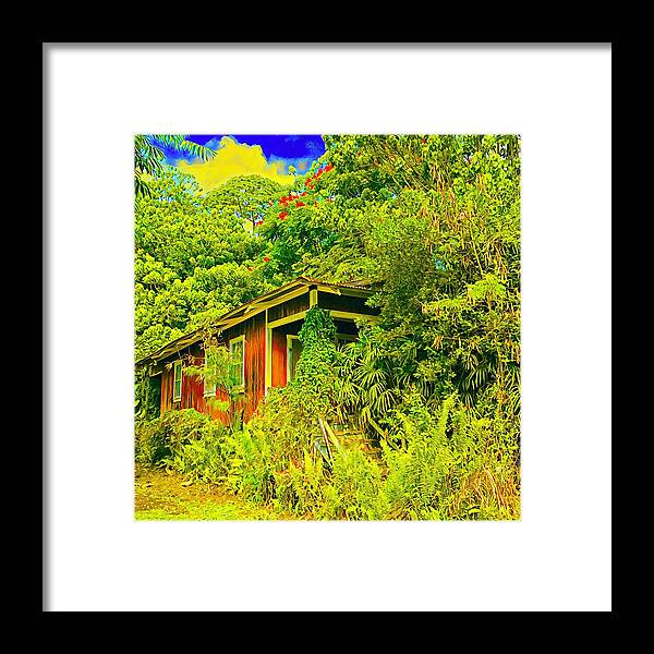 #flowersofaloha #flowers # Flowerpower #aloha #hawaii #aloha #puna #pahoa #thebigisland #littlegrassshack #anothervirw #pahoahawaii Framed Print featuring the photograph Little Grass Shack in Pahoa Hawaii Another View by Joalene Young