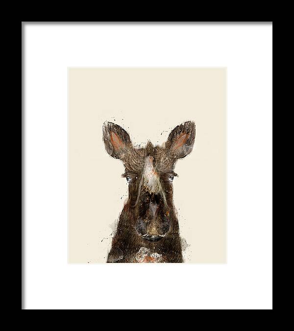 Moose Portraits Framed Print featuring the painting Little Moose by Bri Buckley