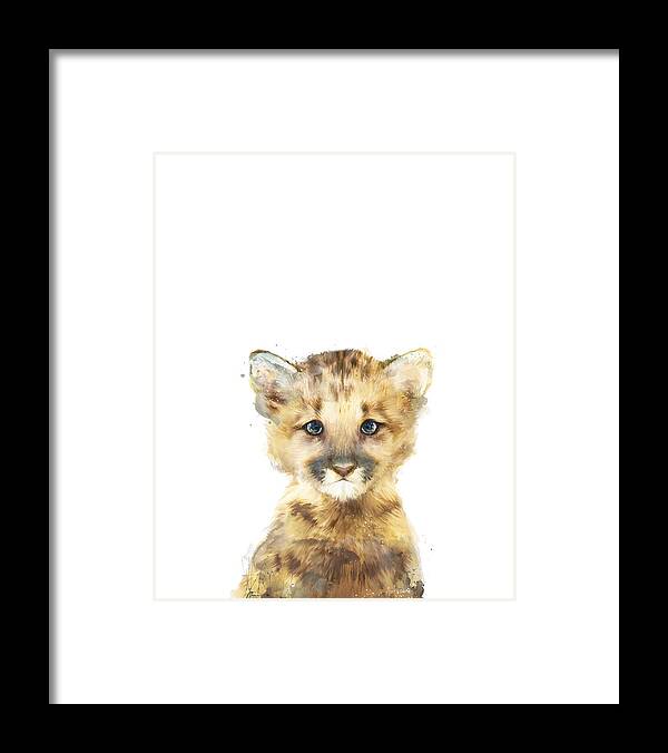 Mountain Lion Framed Print featuring the painting Little Mountain Lion by Amy Hamilton