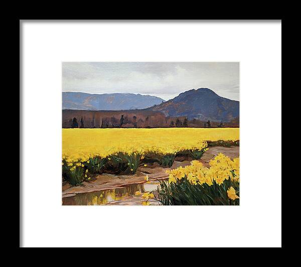 Daffodils Framed Print featuring the painting Little Mountain Sunshine by Jennifer McGill
