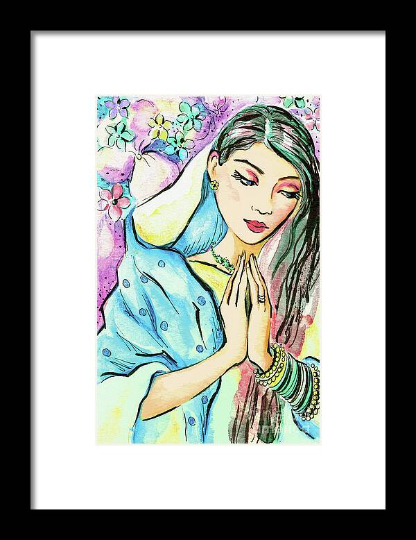 Praying Woman Framed Print featuring the painting Little Pray by Eva Campbell