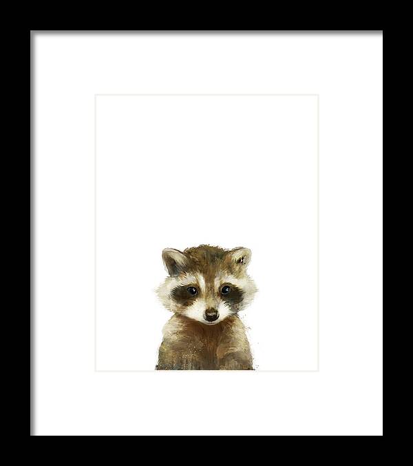 Raccoon Framed Print featuring the painting Little Raccoon by Amy Hamilton
