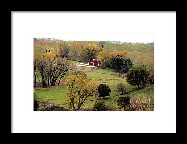 Fall Framed Print featuring the photograph Little red in valley by Yumi Johnson