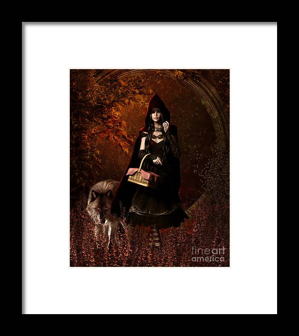 Little Red Riding Hood Framed Print featuring the digital art Little Red Riding Hood Gothic by Shanina Conway