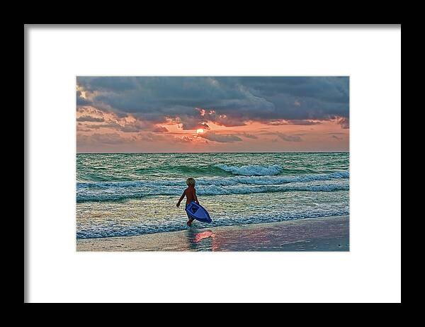Gulf Of Mexico Framed Print featuring the photograph Little Surfer Boy by HH Photography of Florida