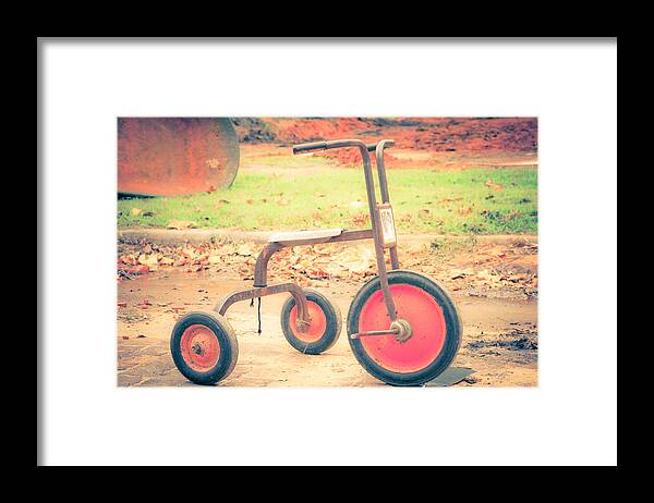 Vintage Tricycle Framed Print featuring the photograph Little Wheels by Toni Hopper