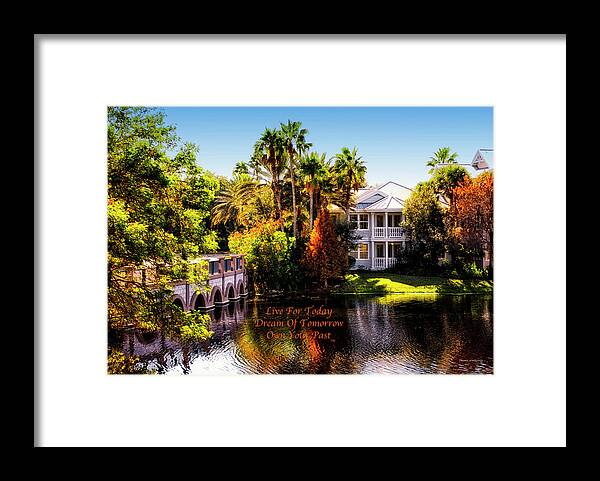 The Season Of Autumn Framed Print featuring the photograph Live Dream Own The Season Of Autumn Text by Thomas Woolworth