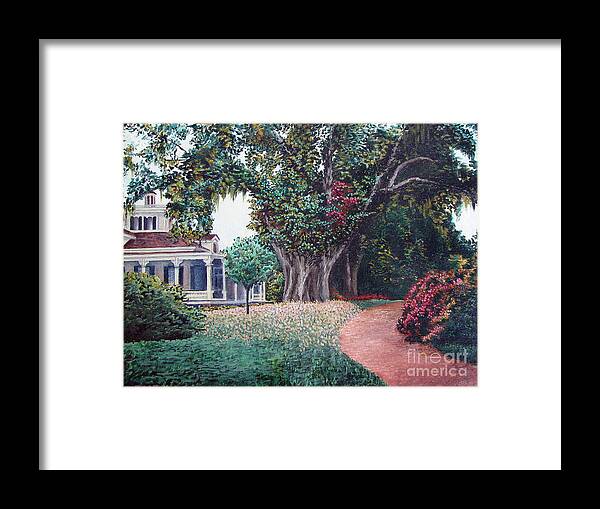Landscape Framed Print featuring the painting Live Oak Gardens Jefferson Island LA by Todd Blanchard