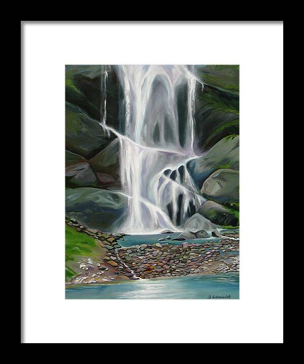 Waterfall Framed Print featuring the painting Living Waters by Shirley Galbrecht