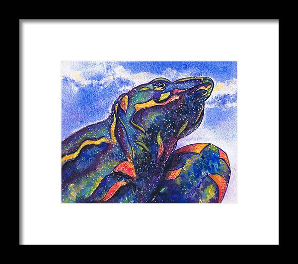 Tamara Kulish Framed Print featuring the painting Lizard in the Desert 2 by Tamara Kulish