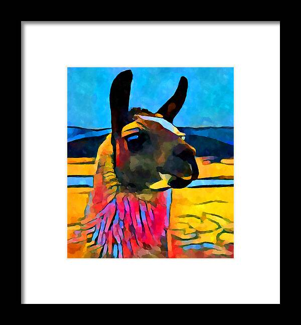 Llama Framed Print featuring the painting Llama by Chris Butler
