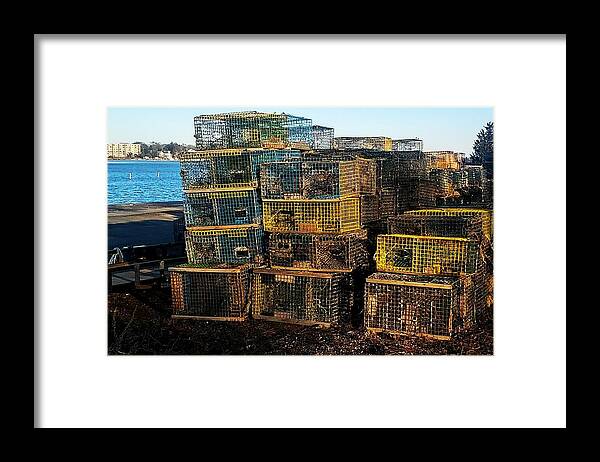Lobster Pots On Town River Quincy Mass Framed Print featuring the photograph Lobster Pots by Bill Driscoll