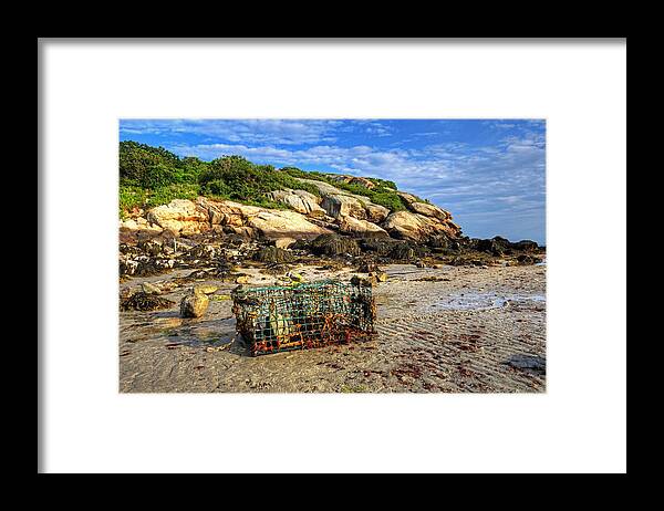 Gloucester Framed Print featuring the photograph Lobster Trap on Salt Island Good Harbor Beach Gloucester MA by Toby McGuire