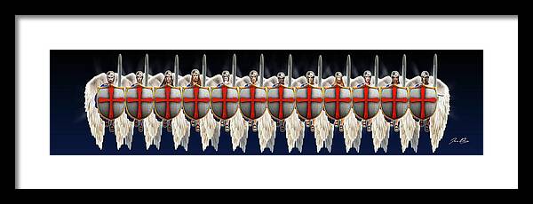 Jennifer Page Framed Print featuring the digital art Locking Shields Angels Army by Jennifer Page