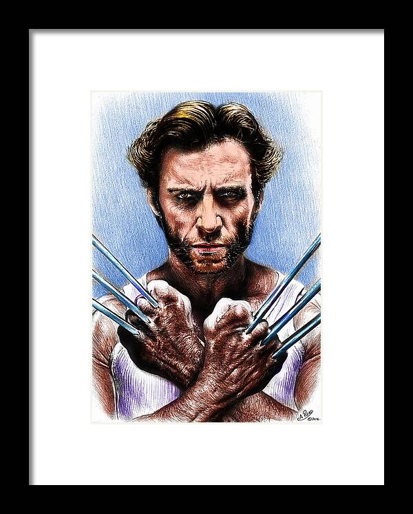 Wolverine Framed Print featuring the drawing Logan Adamantium version by Andrew Read