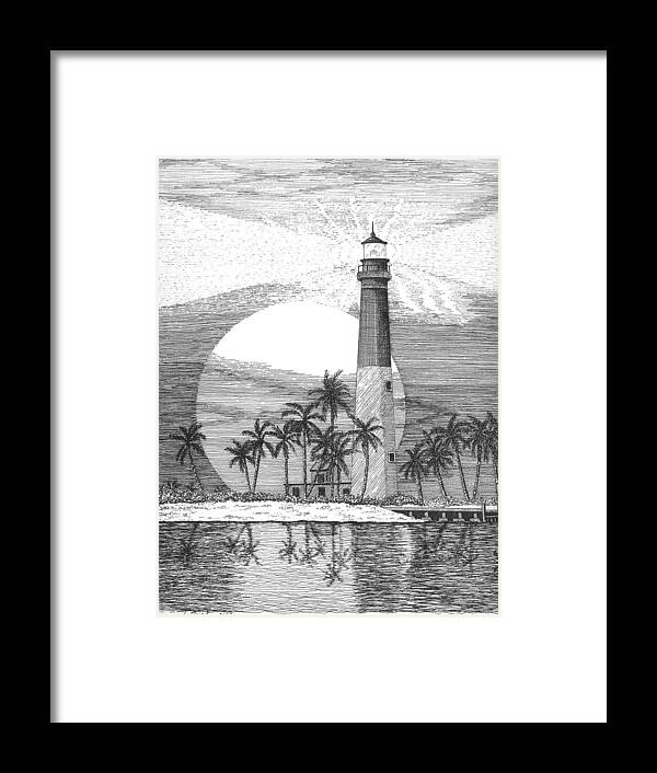 Lighthouse Framed Print featuring the drawing Loggerhead Key Lighthouse by Lawrence Tripoli