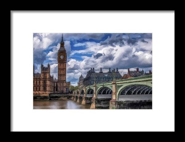 London Framed Print featuring the painting London Big Ben by David Dehner