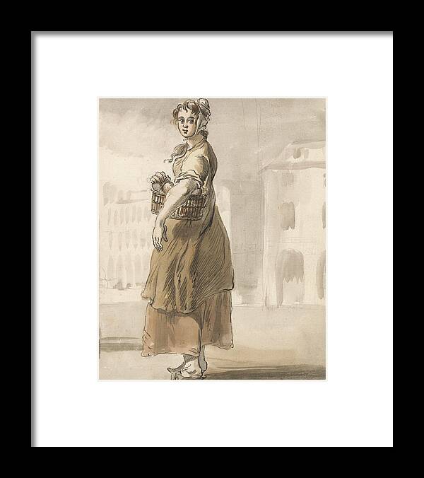 Paul Sandby Framed Print featuring the painting London Cries - A Girl with a Basket of Oranges by Paul Sandby