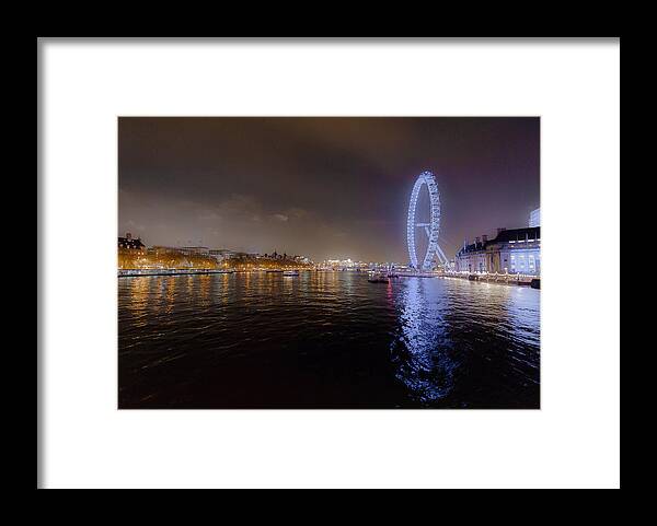 Britian Framed Print featuring the photograph London eye at night by Patrick Kain