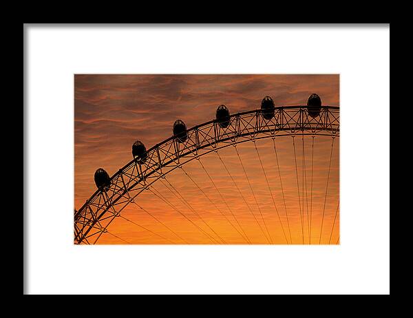 Landscape Framed Print featuring the photograph London Eye Sunset by Martin Newman