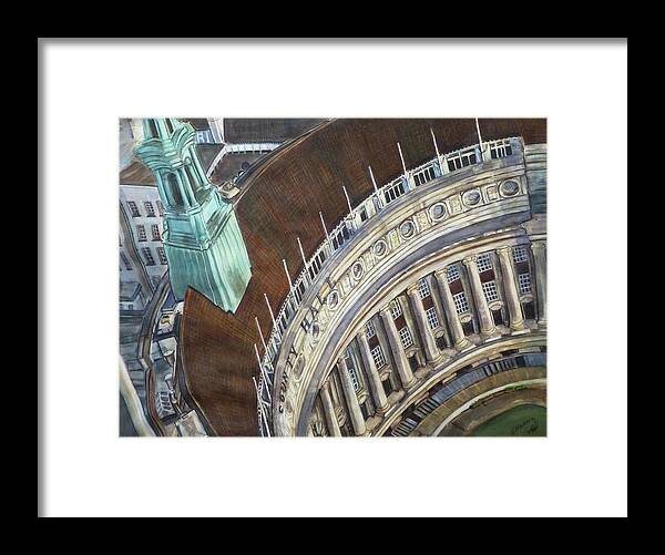 Architecture Framed Print featuring the painting London III by Henrieta Maneva