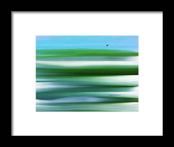 Abstract Framed Print featuring the painting Lone Crow by Lenore Senior