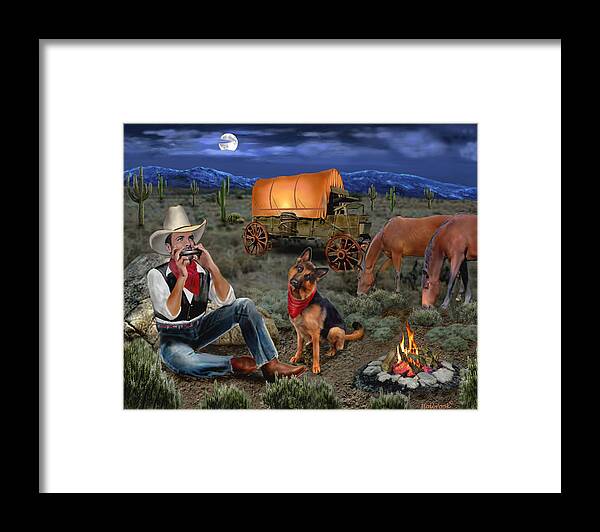 Lonesome Cowboy Framed Print featuring the digital art Lonesome Cowboy by Glenn Holbrook