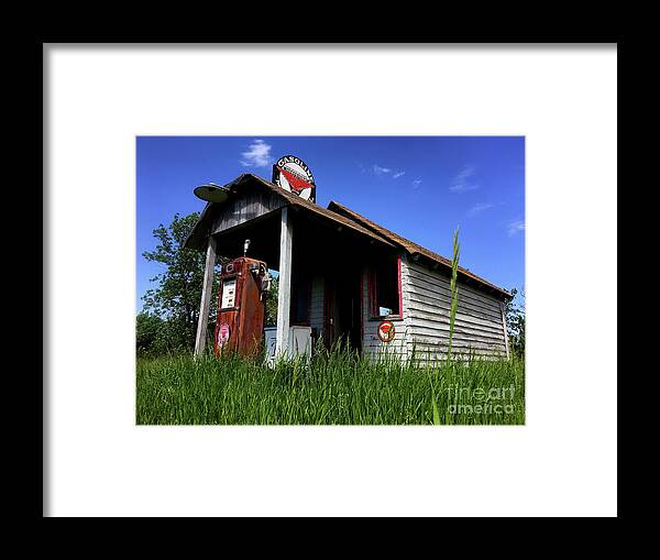 Gasoline Framed Print featuring the photograph Long Abandoned Gas Station by Bruce Crummy