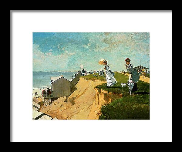 Long Branch New Jersey Framed Print featuring the painting Long Branch New Jersey by Winslow Homer 1869 by Movie Poster Prints