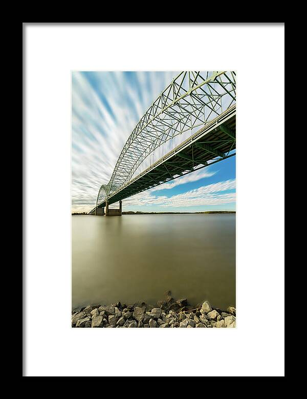Long Exposure Framed Print featuring the photograph long exposure of Hernando de Soto Bridge by Mati Krimerman