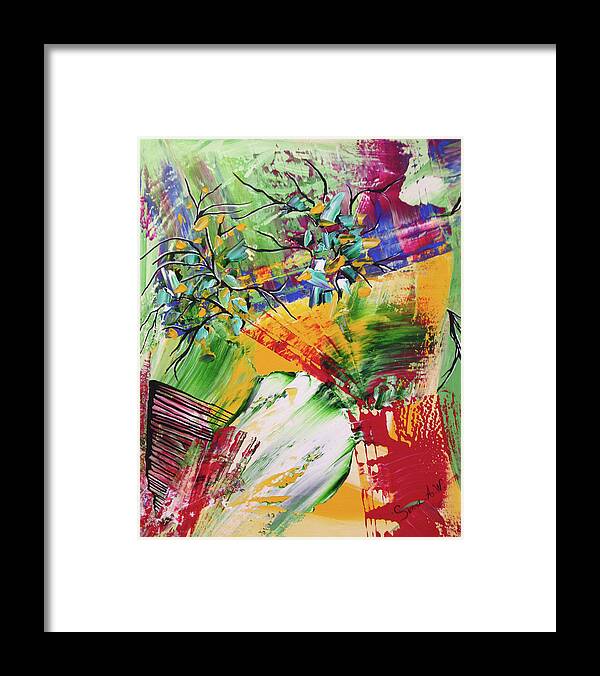Abstract Framed Print featuring the painting Looking Beyound The present by Sima Amid Wewetzer