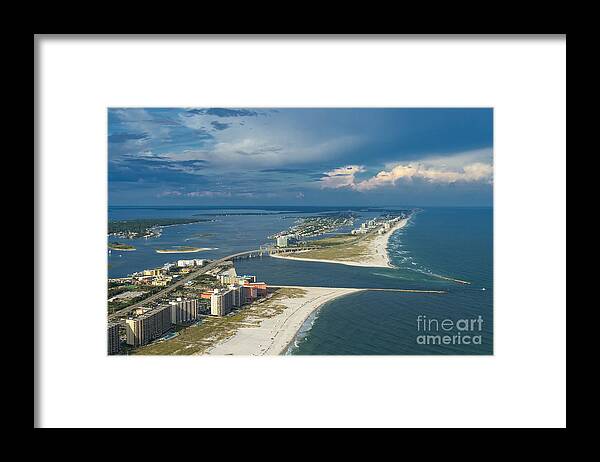 Gulf Shores Framed Print featuring the photograph Looking East Across Perdio Pass by Gulf Coast Aerials -