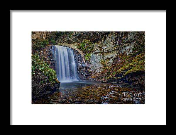 Waterfall Framed Print featuring the photograph Looking Glass Falls in the Blue Ridge Mountains Brevard North Carolina by T Lowry Wilson