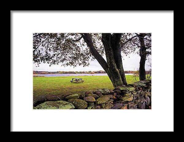 Stone Wall Framed Print featuring the photograph Looking over the Wall by Nancy De Flon
