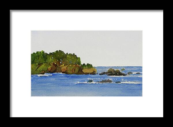 Seascape Framed Print featuring the painting Lookout by Karen Coggeshall