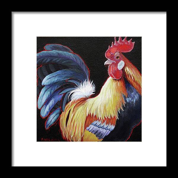 Colorful Rooster Framed Print featuring the painting Lori's Rooster 2 by Ande Hall