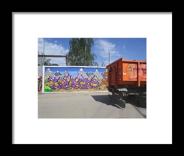 Graffity Framed Print featuring the photograph Lorry Drive by Rosita Larsson