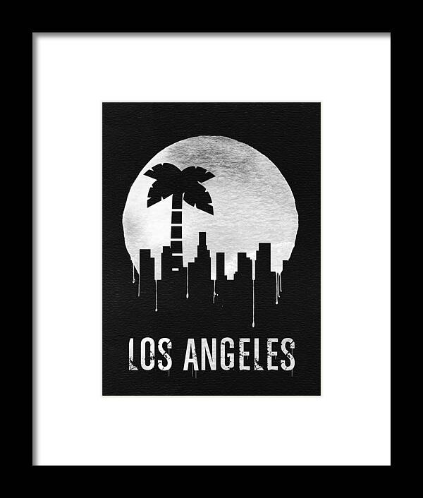 Los Angeles Framed Print featuring the digital art Los Angeles Landmark Black by Naxart Studio
