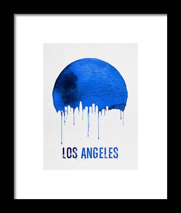 Los Angeles Framed Print featuring the painting Los Angeles Skyline Blue by Naxart Studio