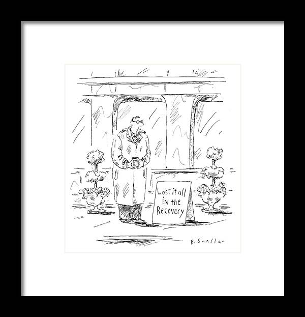 Recovery Framed Print featuring the drawing Lost It All by Barbara Smaller