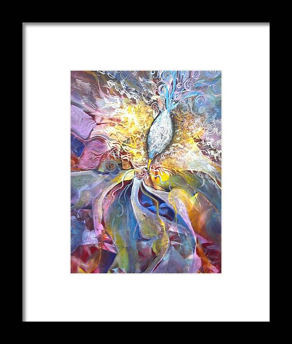 Abstract Expressionism Bird Fantasy Framed Print featuring the painting Lost Nest by Jan VonBokel
