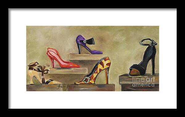 Lots Of Shoes Framed Print featuring the painting Lots of Shoes by Pati Pelz