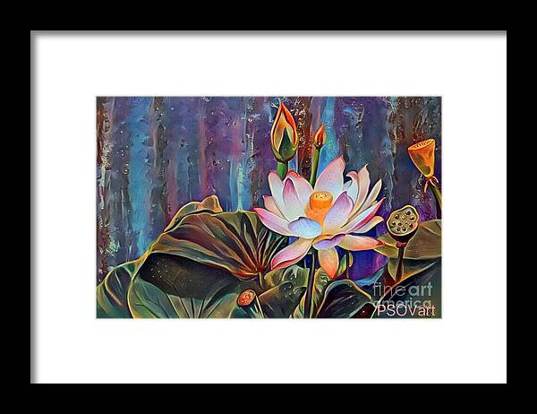 Lotus Framed Print featuring the painting Lotus Dream 2 by Patty Vicknair