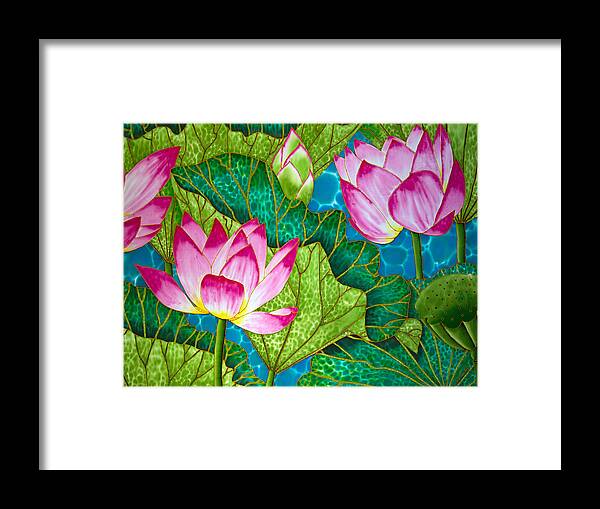 Waterlily Framed Print featuring the painting Lotus Pond by Daniel Jean-Baptiste