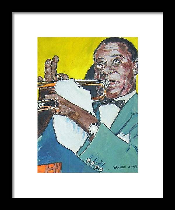 Louis Armstrong Framed Print featuring the painting Louis Armstrong by Bryan Bustard
