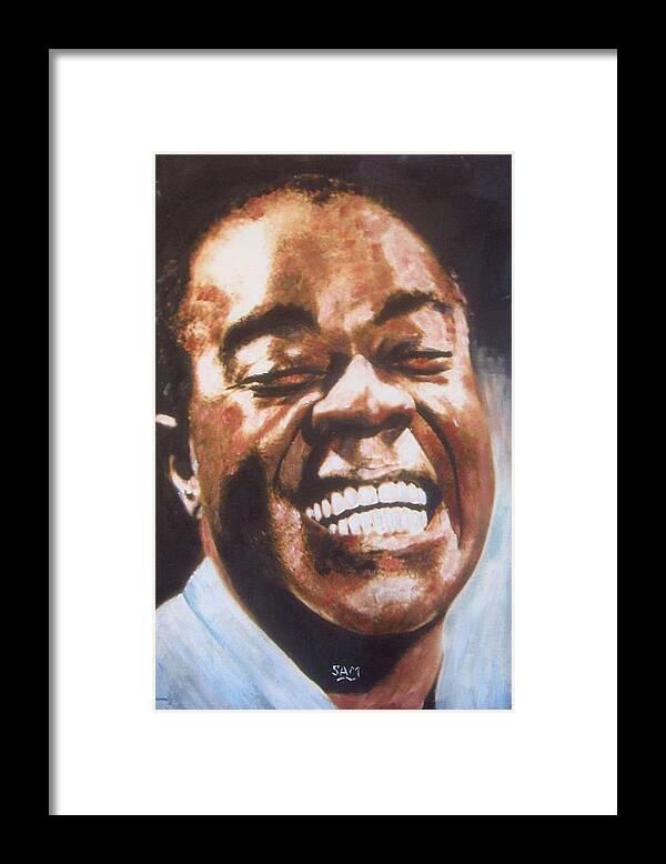 Sax Framed Print featuring the painting Louis Armstrong by Sam Shaker
